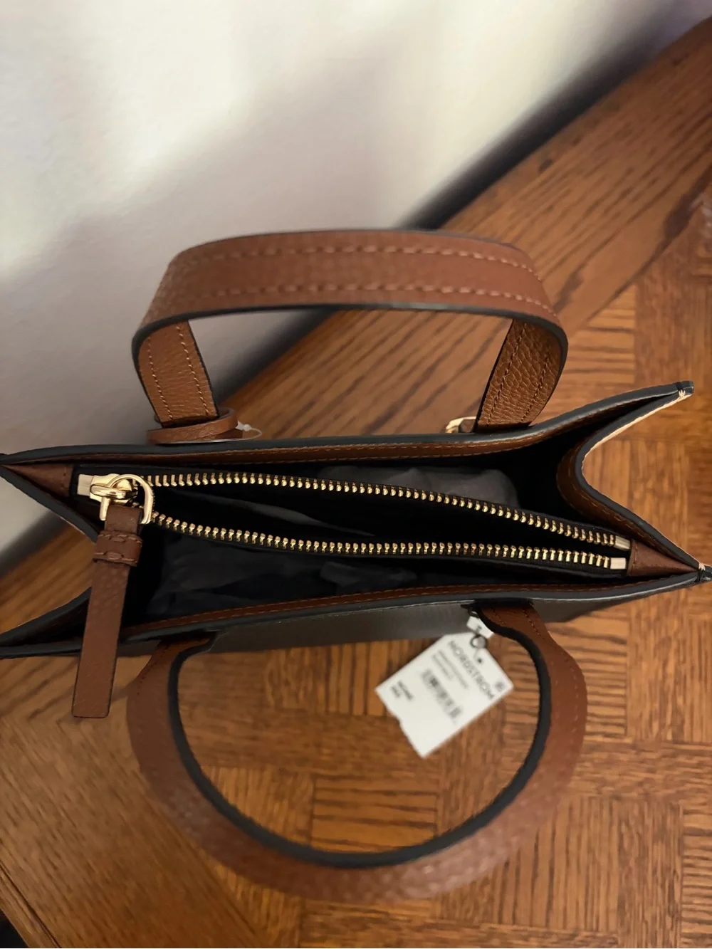 Marc Jacobs Black, Cream & Brown Satchel with Logo Front